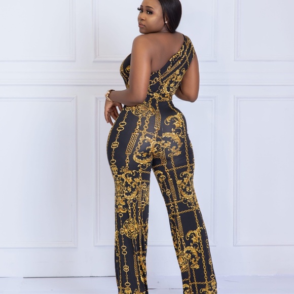 Bella Chain Link One Shoulder Jumpsuit - Picture 2 of 8